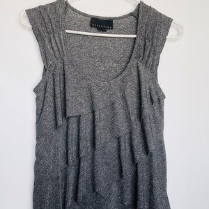 Attention Gray Ruffled Sleeveless Top - XS